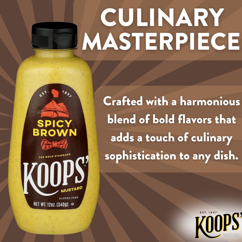 Koops' Spicy Brown Mustard - Spicy Mustard, Gluten-Free, Kosher, Made in USA, From Quality Mustard Seeds, Delicious and Bold Flavor - 12 Oz, Pack of 1 - Image 3
